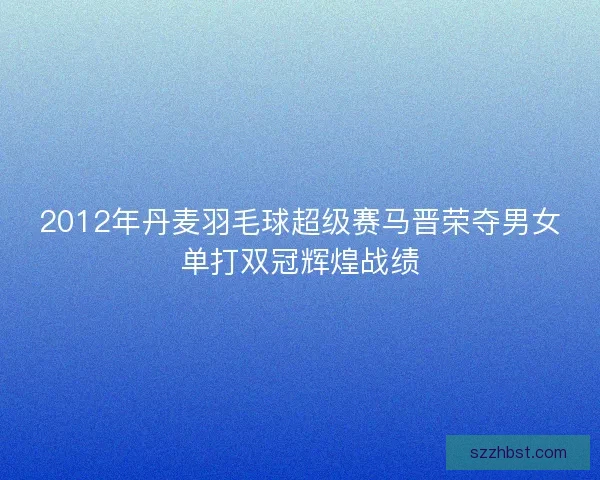2012年丹麦羽毛球超级赛马晋荣夺男女单打双冠辉煌战绩
