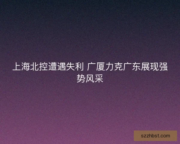 上海北控遭遇失利 广厦力克广东展现强势风采
