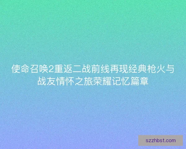 使命召唤2重返二战前线再现经典枪火与战友情怀之旅荣耀记忆篇章