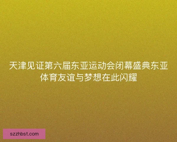 天津见证第六届东亚运动会闭幕盛典东亚体育友谊与梦想在此闪耀
